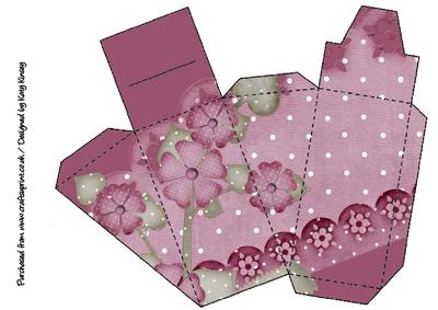 Burgundy and Pink Flowers Cake Slice Gift Box