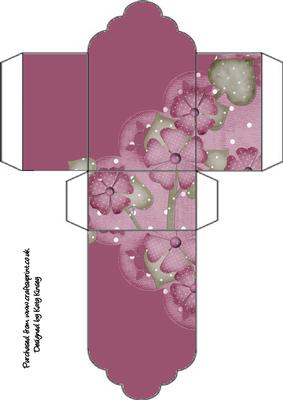 Burgundy and Pink Flowers Tag Gift Box