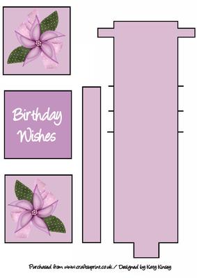 Pink Pinwheel Flowers Birthday Wishes Waterfall Card Sheet