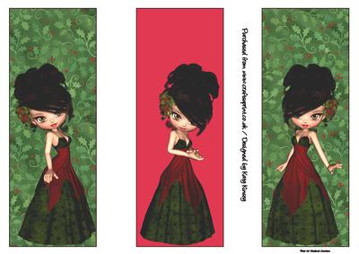 Princess Poinsettia Set of Three Christmas Bookmarks