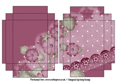 Burgundy and Pink Flowers Gift Box with Lid