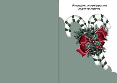 Christmas Candy Canes A5 Shaped Front Print and Fold Card