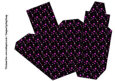 Hot Pink Stars on Black Cake Slice Gift Box