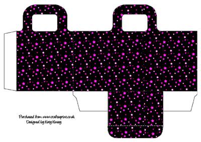 Hot Pink Stars on Black Gift Bag