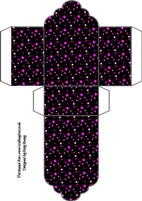 Hot Pink Stars on Black Tag Gift Box
