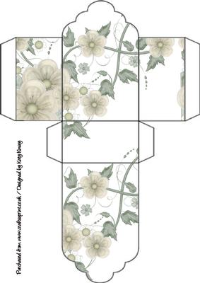 Cream Floral Bouquet Tag Gift Box