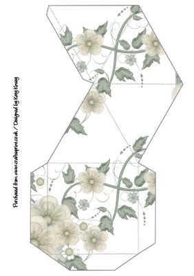 Cream Floral Bouquet Pyramid Gift Box