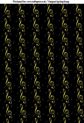 Golden Treble Clefs Music Backing Paper