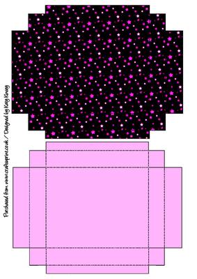 Hot Pink Stars on Black Gift Box with Lid