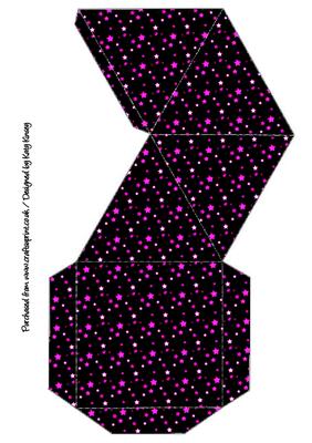 Hot Pink Stars on Black Pyramid Gift Box