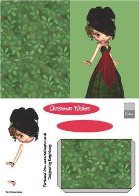 Princess Poinsettia Christmas Pocket Card