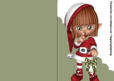 Little Christmas Elf with Bauble A5 Shaped Front Card