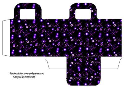 Lilac Stars and Hearts on Black Gift Bag