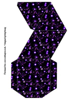 Lilac Stars and Hearts on Black Pyramid Gift Box