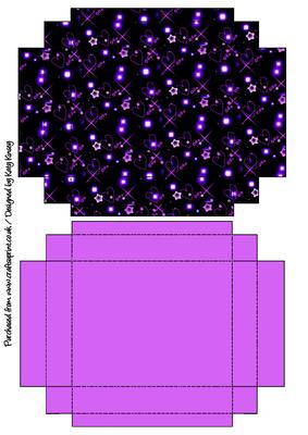 Lilac Stars and Hearts on Black Gift Box with Lid