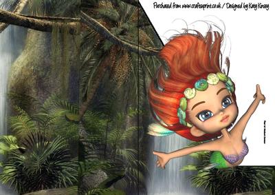 Ariel Mermaid A5 Shaped Front Print and Fold Card