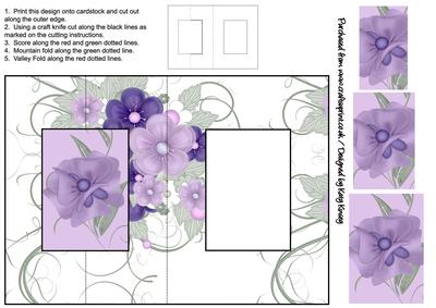 Lilac Floral Bouquet Foldback Card with Simple Pyramage
