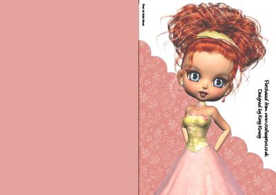 Lillian A5 Shaped Front Print and Fold Card