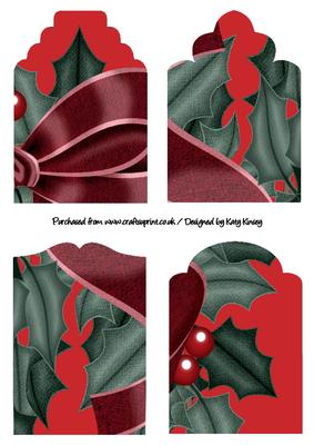 Christmas Holly Berries Set of Four Tag Toppers