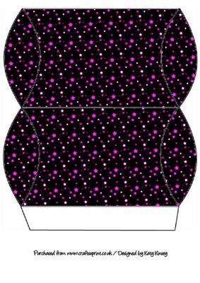 Hot Pink Stars on Black Pillow Gift Box