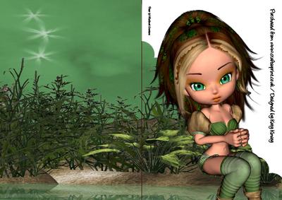 Mara Pixie A5 Shaped Front Print & Fold Card
