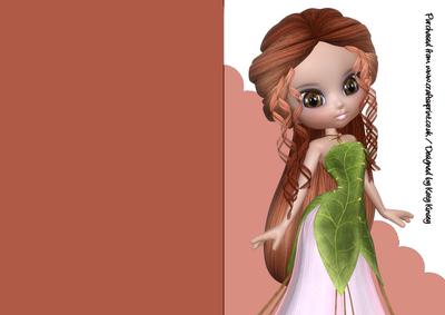 Pixie Fancies A5 Shaped Front Print & Fold Card in Auburn