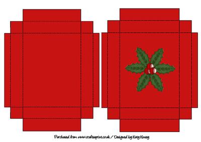 Christmas Holly Gift Box with Lid