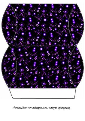 Lilac Stars and Hearts on Black Pillow Gift Box