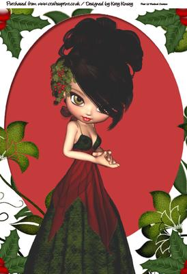 Princess Poinsettia Christmas A4 Card Topper