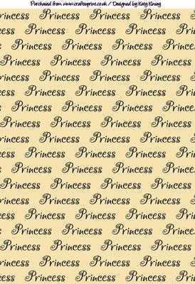 Princess Wording Backing Paper in Yellow