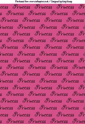 Princess Wording Backing Paper in Hot Pink