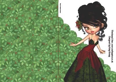Princess Poinsettia Christmas A5 Shaped Front Print & Fold