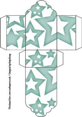 Turquoise Stars Tag Gift Box