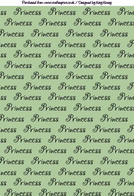 Princess Wording Backing Paper in Green