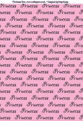 Princess Wording Backing Paper in Pink