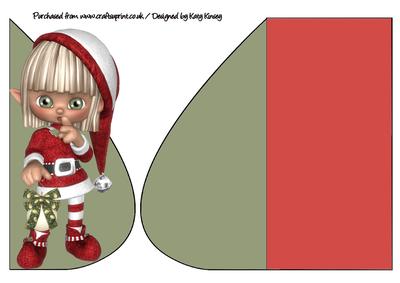 Little Christmas Elf with Bauble Teardrop Card