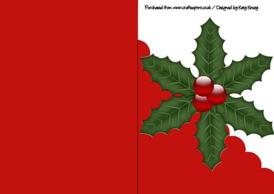 Holly A5 Shaped Front Print and Fold Christmas Card