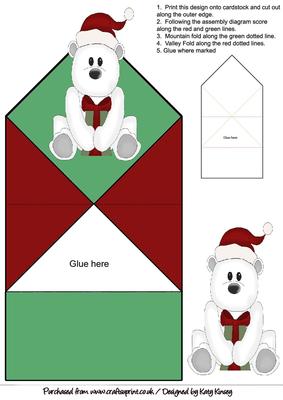 Santa Polar Bear 3D Pop Up Spring Card