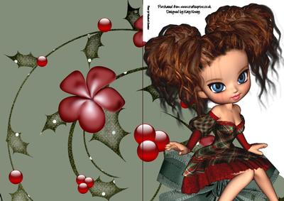 Karina Christmas A5 Shaped Front Print and Fold Card