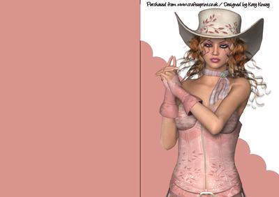 Cowgirl A5 Shaped Front Card in Peach