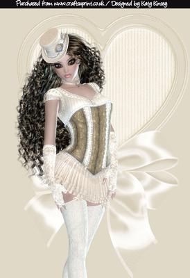 Elegant in Cream A4 Card Front with Black Hair