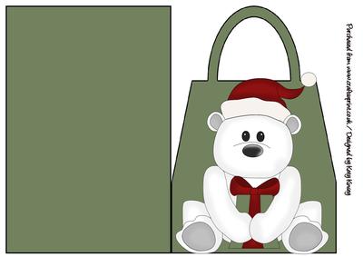 Santa Polar Bear Handbag Card