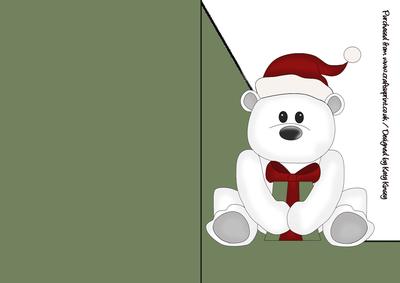 Santa Polar Bear A5 Shaped Front Print & Fold Card