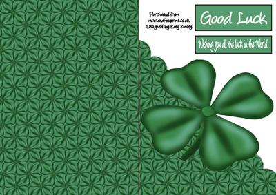 Good Luck 4 Leaf Clover A5 Shaped Front Print & Fold Card