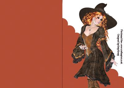 Auburn Witch A5 Shaped Front Print and Fold Card