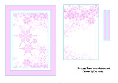 Pastel Pink Snowflakes Christmas Flip Card Sheet