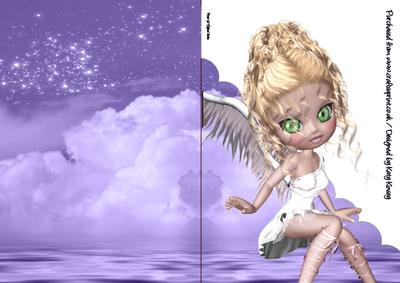 Celestia Angel A5 Shaped Front Print and Fold Card #2