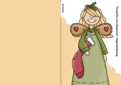 Christmas Angel & Stocking A5 Shaped Front Print & Fold Card