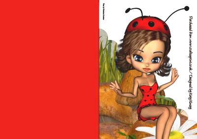 Dotty Ladybird A5 Shaped Front Print and Fold Card