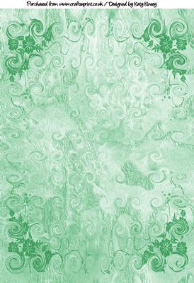 Floral Corners Backing Paper in Green